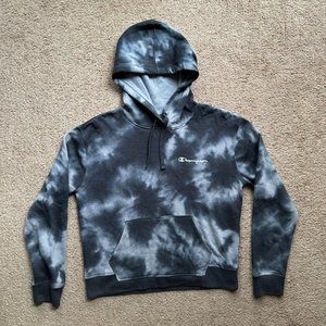 Champion Sweatshirt Womens Medium Hoodie Blue Marble Fleece Pockets